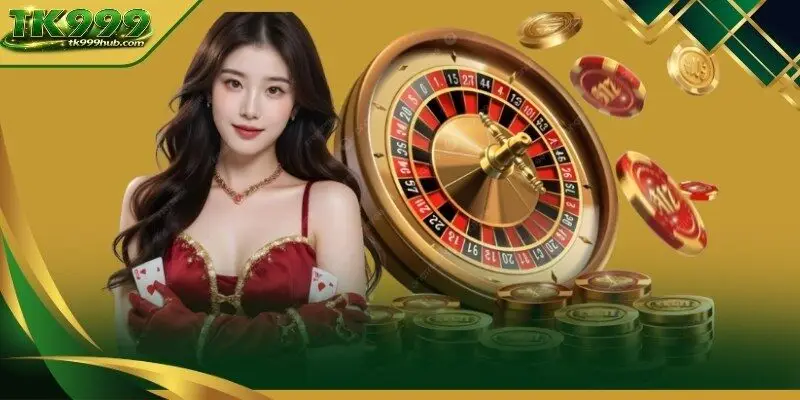 An elegant table featuring a professional dealer and Live Casino cards